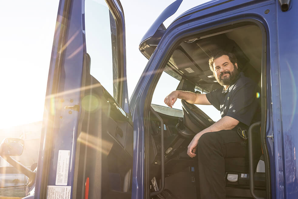 Truck driver smiling