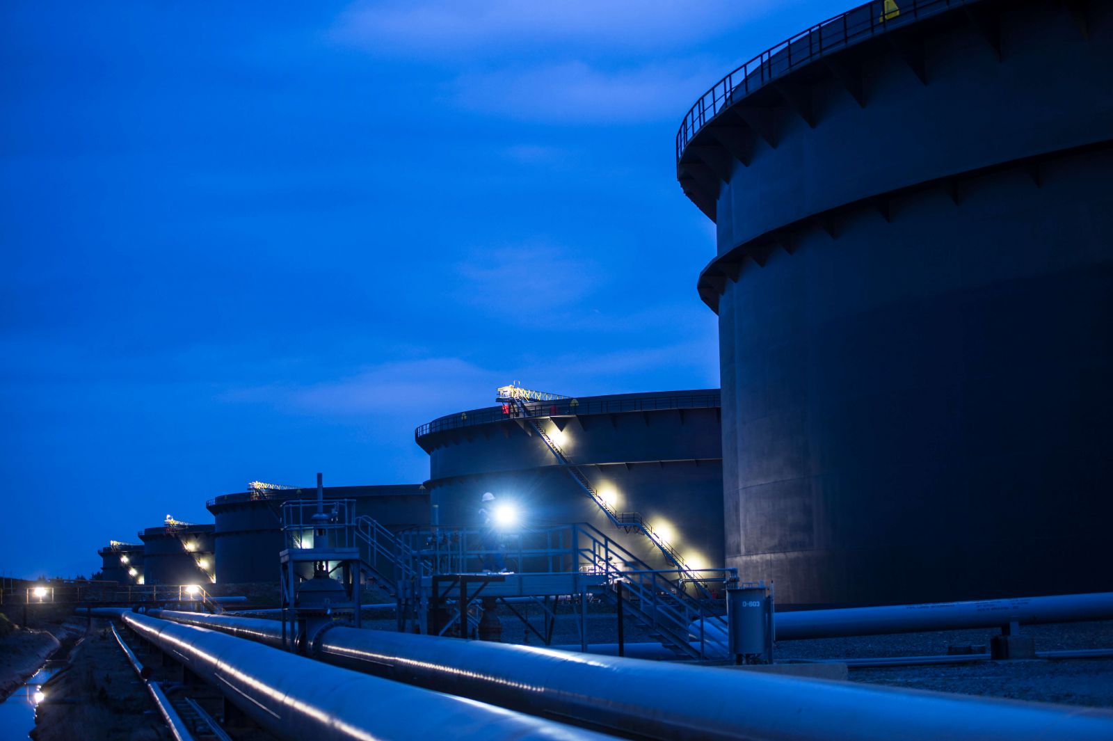 Terminal tanks at night