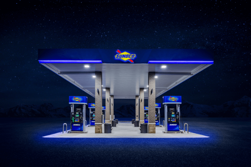 sunoco gas station at night